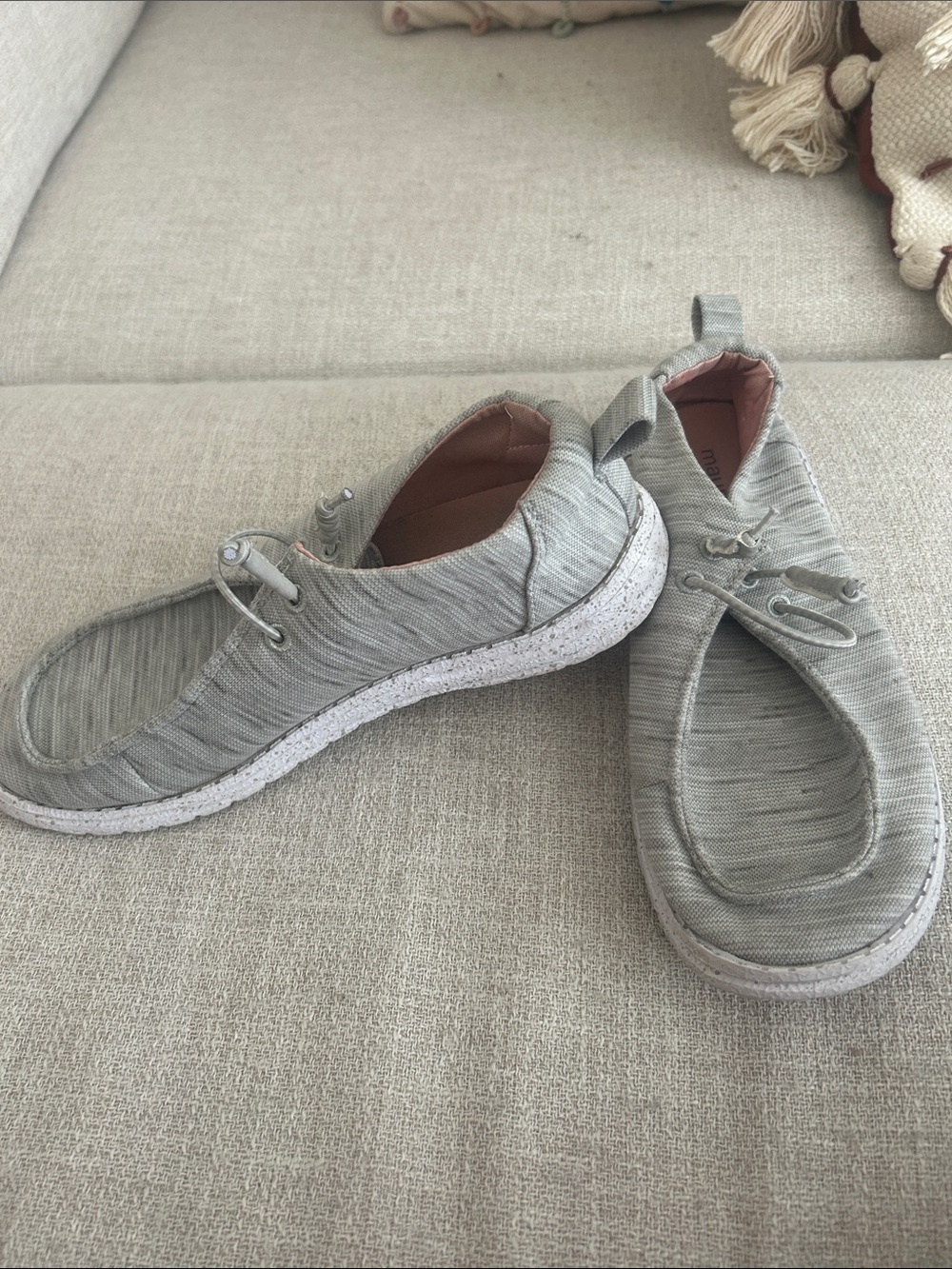Maurices Light Gray Knit Slip-On Loafers